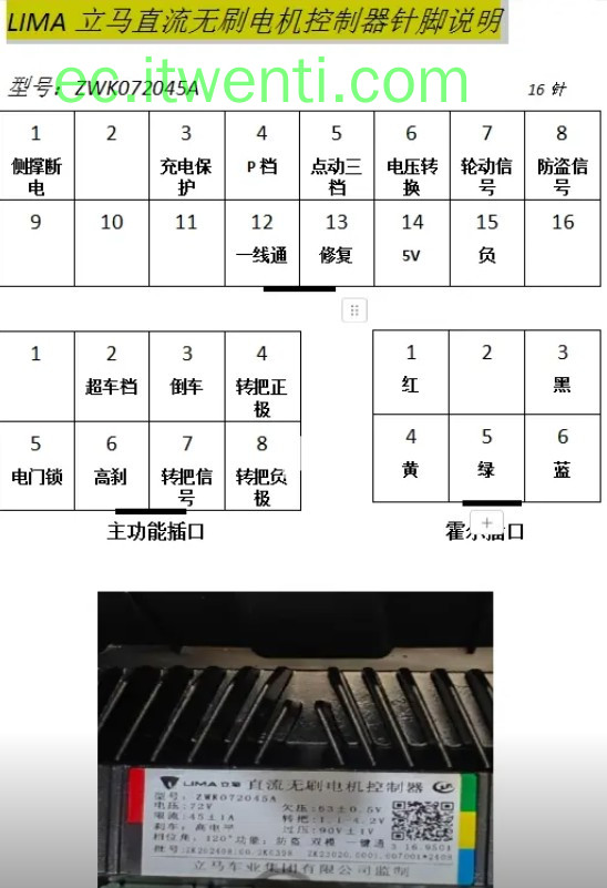 【立马】ZWK072045A 控制器针脚定义图 | 接线图