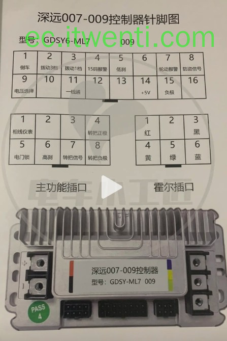【深远】007-009 / GDSY6-ML7 控制器针脚定义图 | 接线图