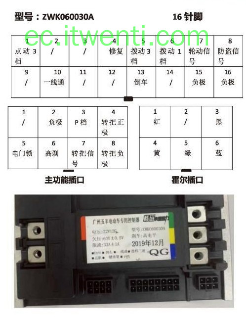 【广州五羊】ZWK060030A 控制器针脚定义图 | 接线图